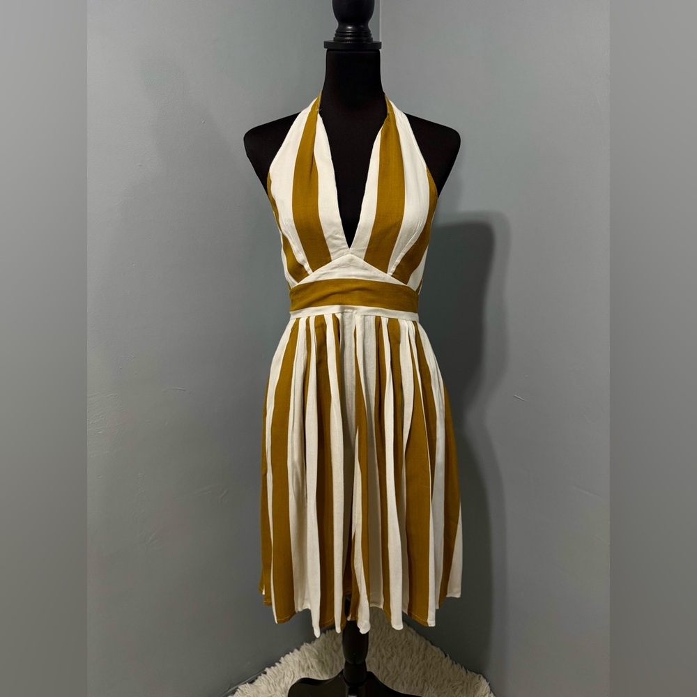 NEUW Daphne Dress from Revolve Yellow / White‎ Striped Dress Women’s Size 10